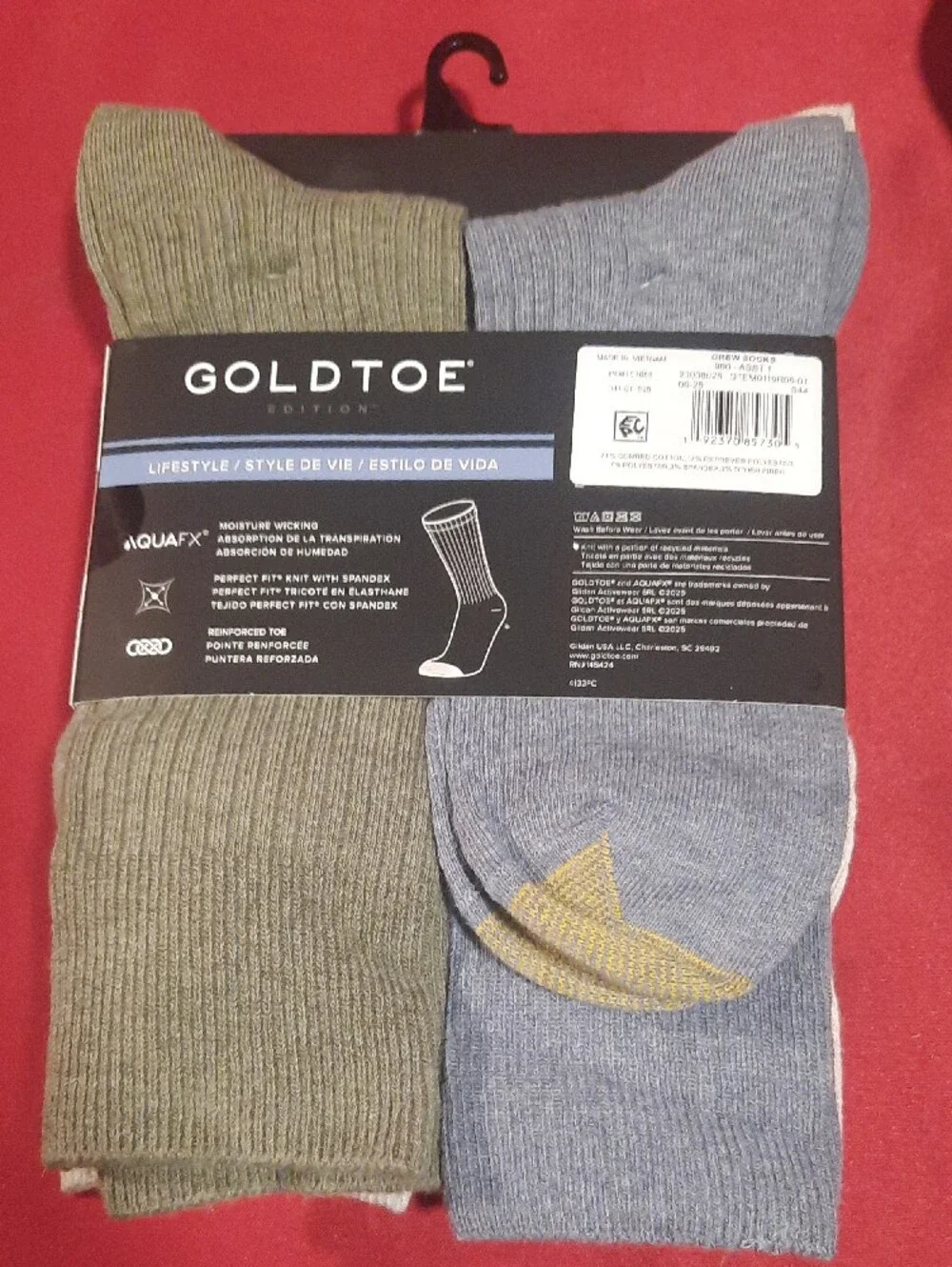 Gold Toe Edition Crew Socks 6 Pack - Light Blue, Gray, Olive, Navy